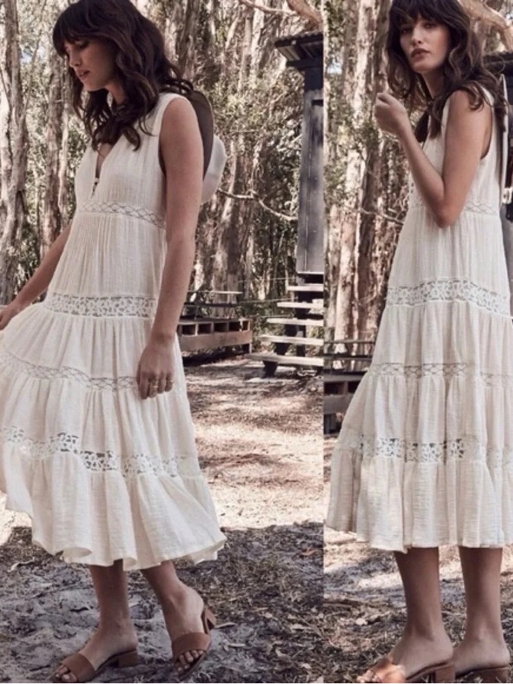 Spell & The Gypsy Doe Eyed 100% Cotton Midi Dress Sz S